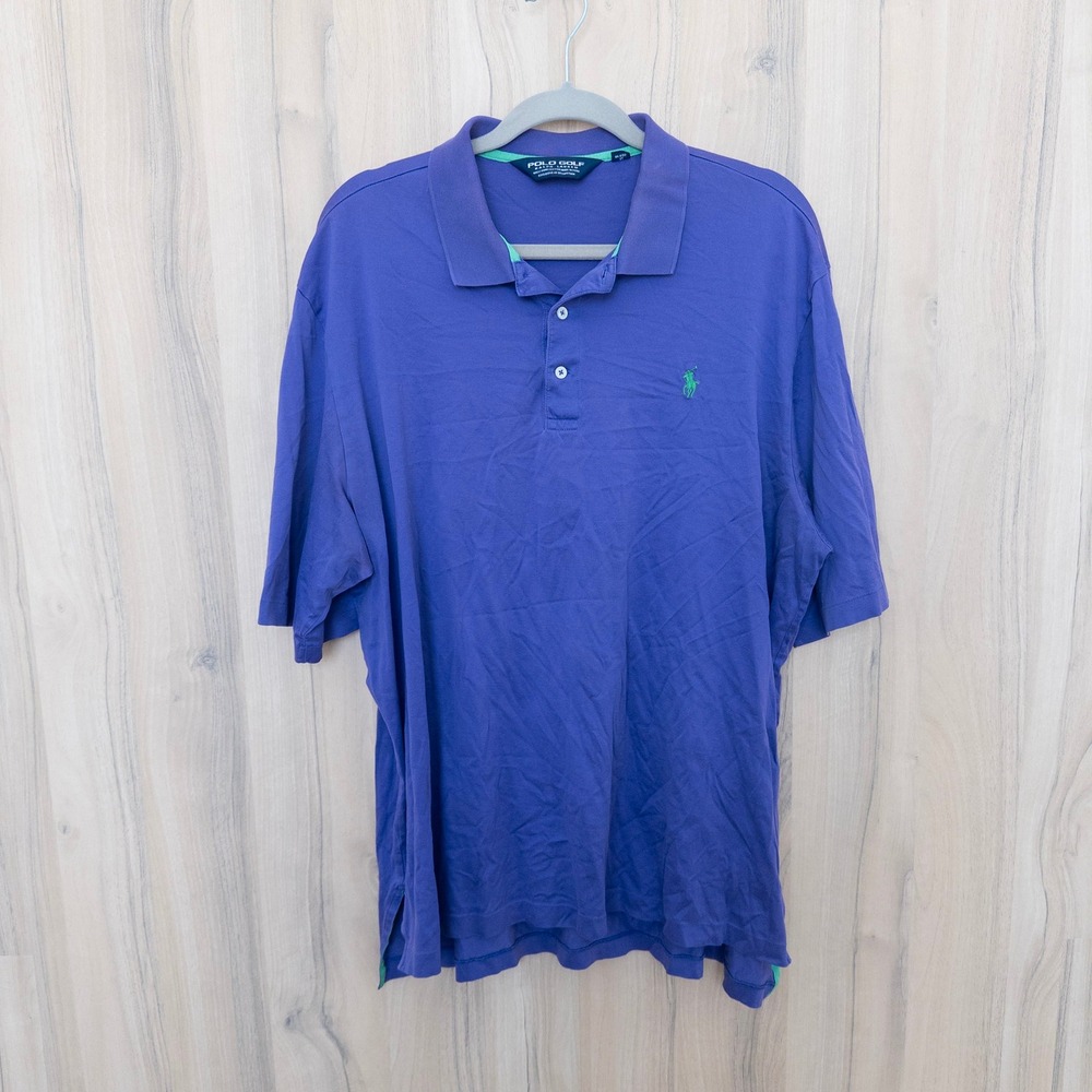 Polo Golf Ralph Lauren Mens Polo Shirt XL Purple Pima Cotton Short Sleeve Preppy